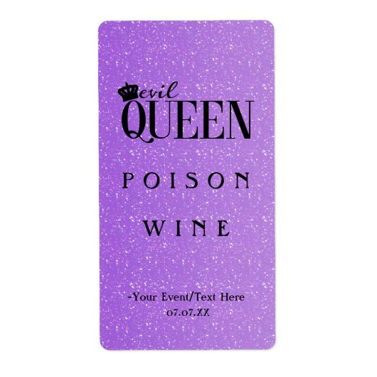 EVIL QUEEN 濃い紫のラメ入りゴージャスなワインラベル ラベル (正面)