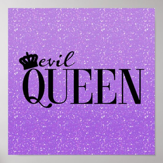 EVIL QUEEN Purple Glitter Glam Typography Print ポスター (正面)