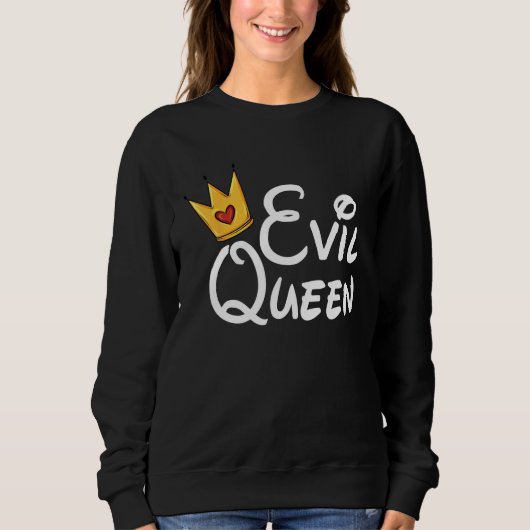 Evil Queen With Crown Black Halloween Costume Funn スウェットシャツ (正面)