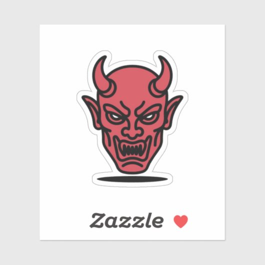 Evil Red Devil Face Halloween Sticker シール (シート)
