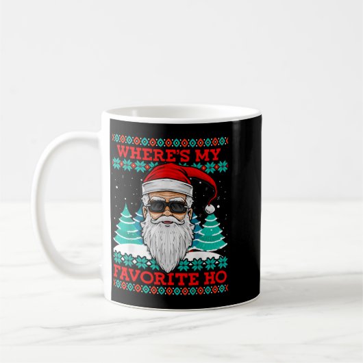 Evil Santa Where's My Favorite Ho Funny Ugly Chris コーヒーマグカップ (左)
