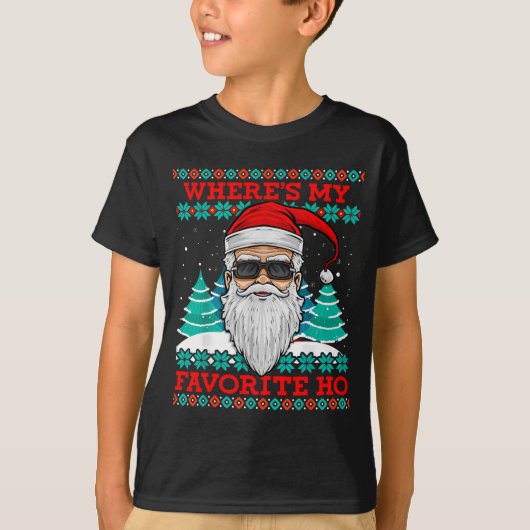 Evil Santa Where's My Favorite Ho Funny Ugly Chris Tシャツ (正面)