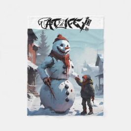 Evil Snowman and Little Buddy Fleece Blanket フリースブランケット