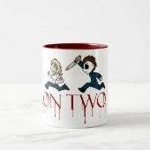 evilontwolegs.comのロゴのマグ ツートーンマグカップ (中央)