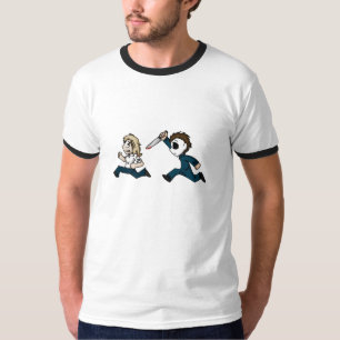 evilontwolegs.comの風刺漫画のワイシャツ tシャツ