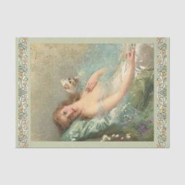 EVittorio Corcosによる白い猫、デコページ 薄葉紙