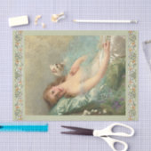 EVittorio Corcosによる白い猫、デコページ 薄葉紙 (クラフト)