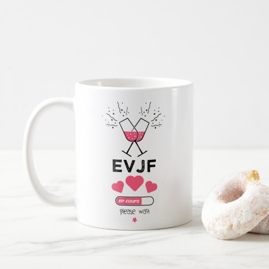 EVJF en cours please wait コーヒーマグカップ (ドーナツ)