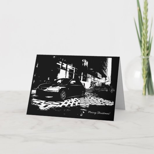 EVO IX車のテーマのクリスマスカード シーズンカード (正面)
