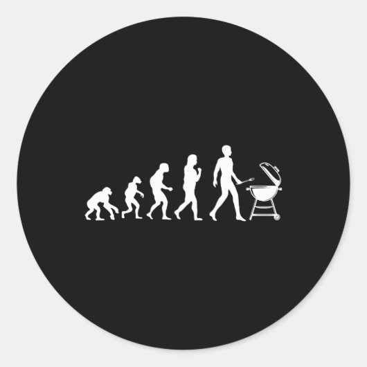 Evolution Of Man Bbq Grillingデザイン ラウンドシール (正面)