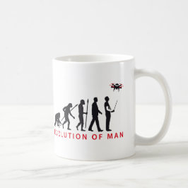 evolution of man controlling drone コーヒーマグカップ