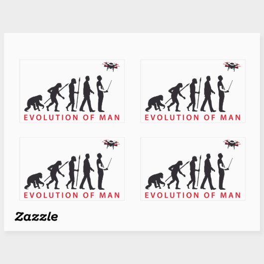 evolution of man controlling drone 長方形シール (シート)