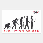evolution of man controlling drone 長方形シール (正面)