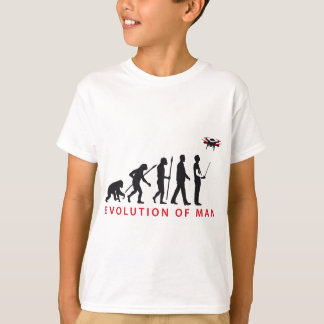 evolution of man controlling drone tシャツ