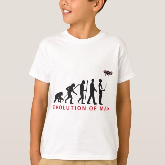 evolution of man controlling drone tシャツ (正面)