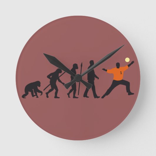 evolution of man handball goal keeper ラウンド壁時計 (正面)