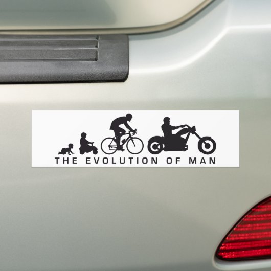 evolution of man motorcycle biker バンパーステッカー (車上)