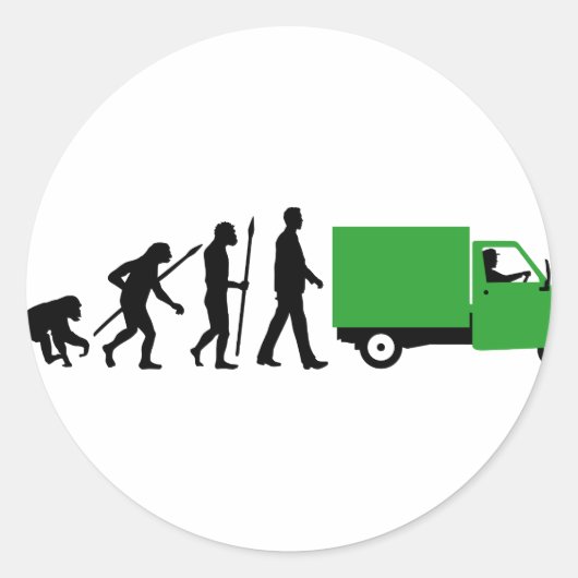Evolution of man Piaggio Ape mini transporter ラウンドシール (正面)