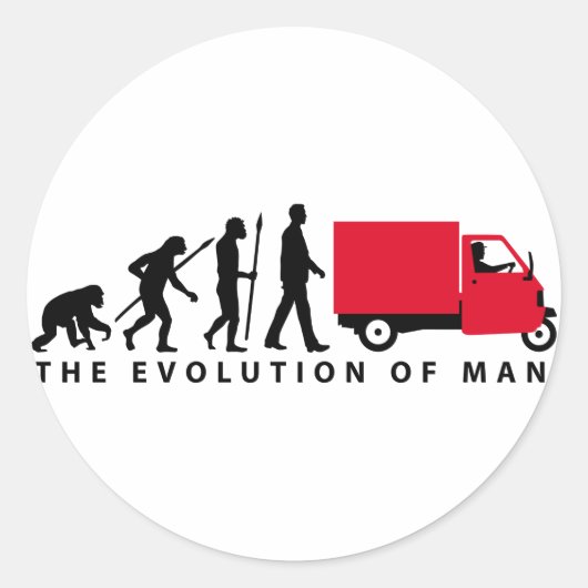 Evolution of man Piaggio Ape mini transporter ラウンドシール (正面)