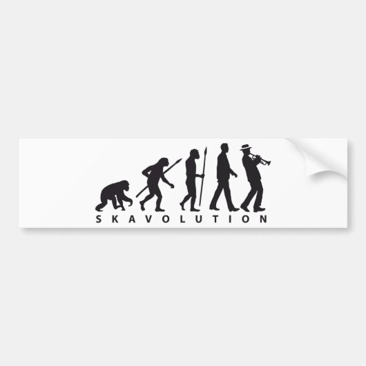 evolution of man ska trumpet player バンパーステッカー (正面)