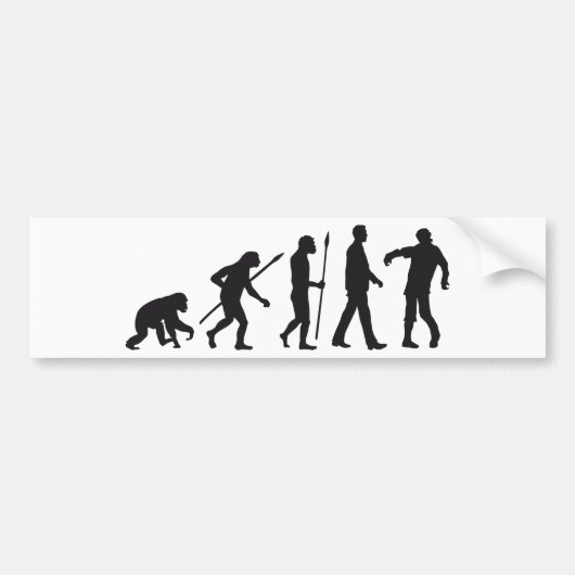evolution of man zombie walking dead バンパーステッカー (正面)