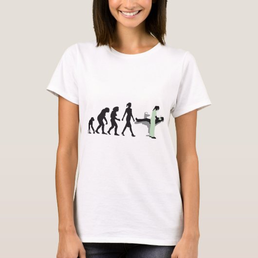 evolution of woman female dentist tシャツ (正面)