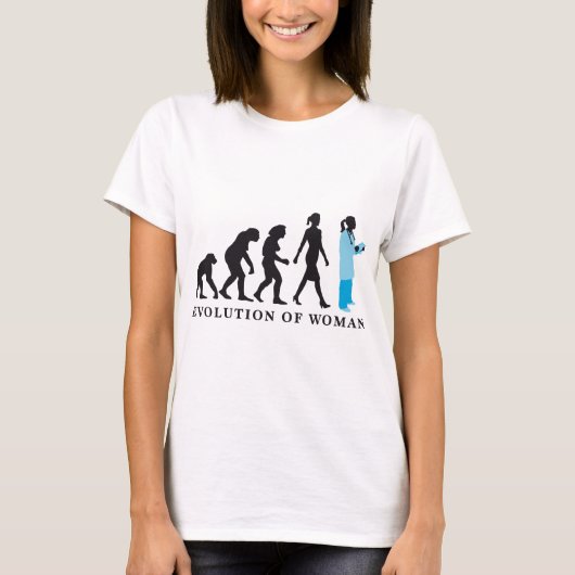 evolution of woman female doctor tシャツ (正面)