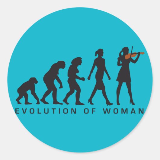 evolution of woman female violin player ラウンドシール (正面)