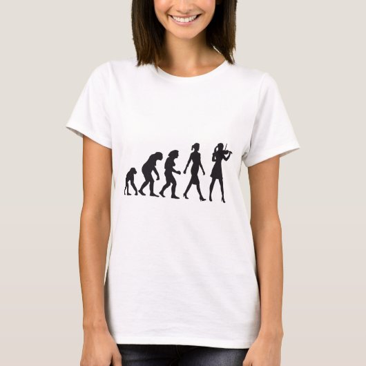 evolution of woman female violin player tシャツ (正面)