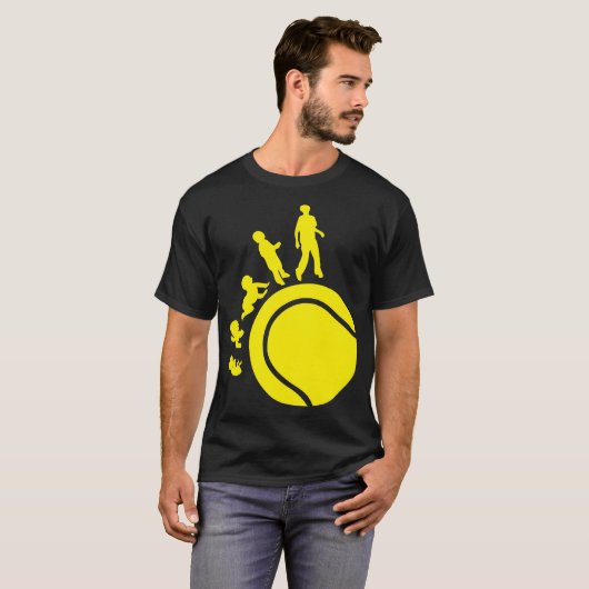 evolution tennis humain bebe foetus evoluzione evo tシャツ (正面フル)