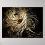 Evolve Flame Fractal ポスター<br><div class="desc">This digitally rendered flame type fractal features and abstract pattern of swirling neutral colors,  like brown and tan,  on black background.</div>