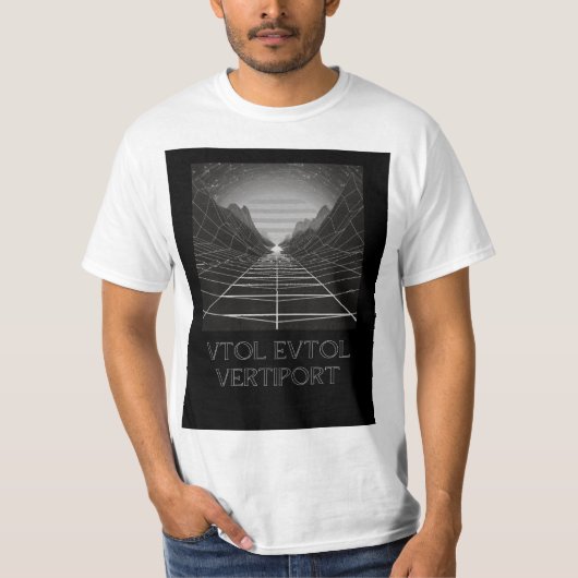 EVTOL VTOL VERTIPORT B&Wライン Tシャツ (正面)
