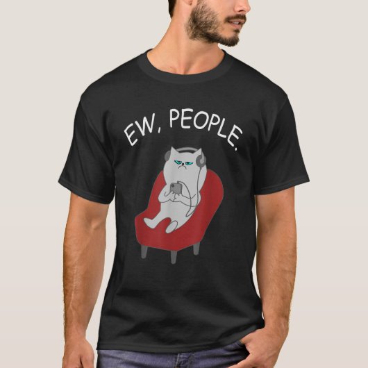 EWピープル猫好きおもしろい猫好き子猫オーナーモ Tシャツ (正面)