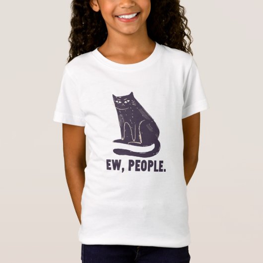Ew，人々のおもしろいユーモア内向的なMeowy Black Cat Tシャツ (正面)