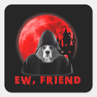 Ew,友人のビーグル犬ハロウィーン犬ヴァンパイアの贈り物 スクエアシール