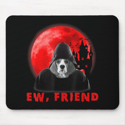 Ew,友人のビーグル犬ハロウィーン犬ヴァンパイアの贈り物 マウスパッド (正面)