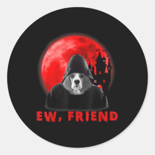 Ew,友人のビーグル犬ハロウィーン犬ヴァンパイアの贈り物 ラウンドシール