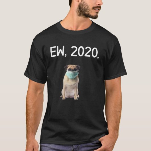 EW 2020検疫おもしろい犬顔マスクショートスリーブ Tシャツ (正面)