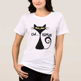 Ew Human - Black Catお洒落 Minimalist Art トライブレンドＴシャツ