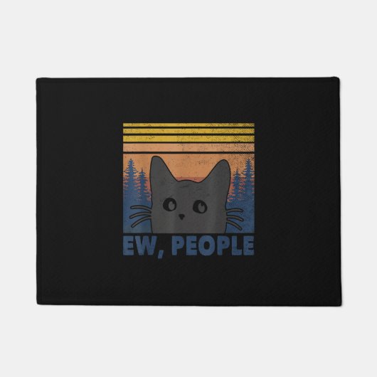 Ew People黒猫アンチおもしろい社会内向型Vi ドアマット (正面)
