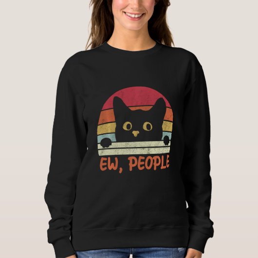 Ew People黒猫ハロウィン子猫 スウェットシャツ (正面)