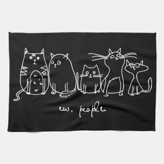 Ew、People おもしろい Meowy猫好き キッチンタオル (横)