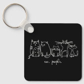 Ew、People おもしろい Meowy猫好き キーホルダー (正面)