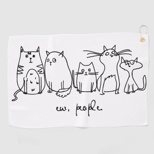 Ew、People おもしろい Meowy猫好き ゴルフタオル (横)