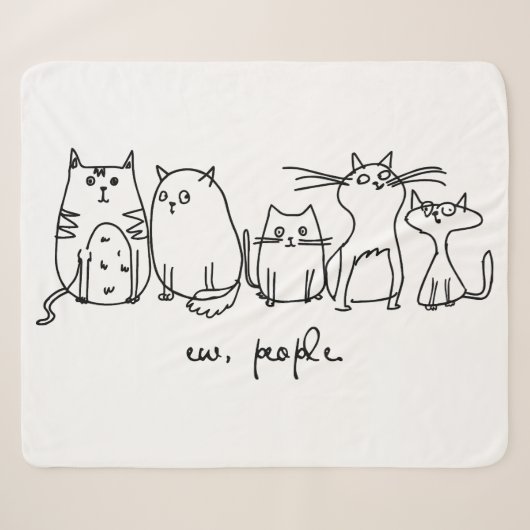 Ew、People おもしろい Meowy猫好き シェルパブランケット (正面(横))