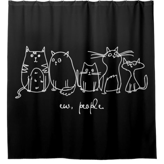 Ew、People おもしろい Meowy猫好き シャワーカーテン (正面)