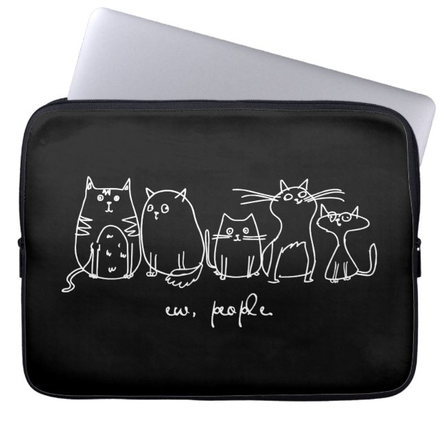 Ew、People おもしろい Meowy猫好き ラップトップスリーブ (正面)