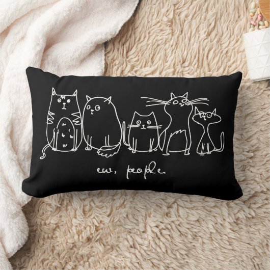 Ew、People おもしろい Meowy猫好き ランバークッション (ブランケット)
