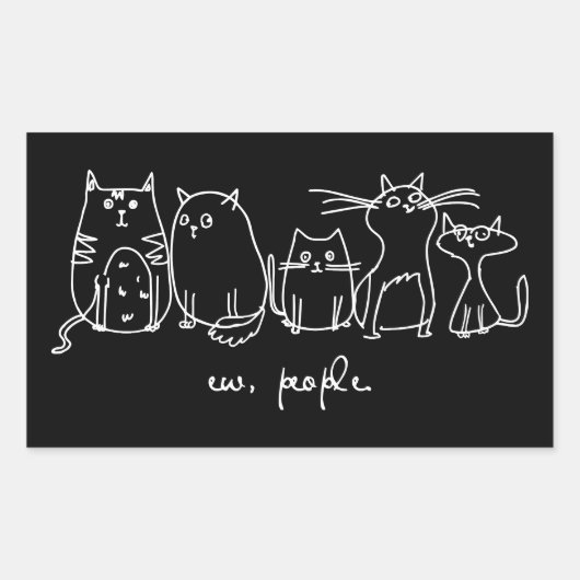 Ew、People おもしろい Meowy猫好き 長方形シール (正面)