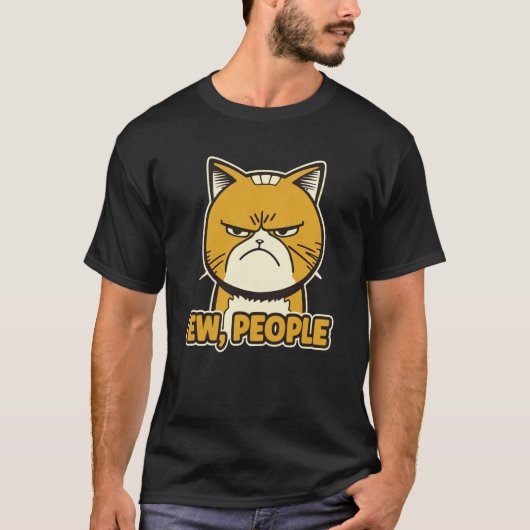 Ew People  Angry Cat Illustration Tシャツ (正面)